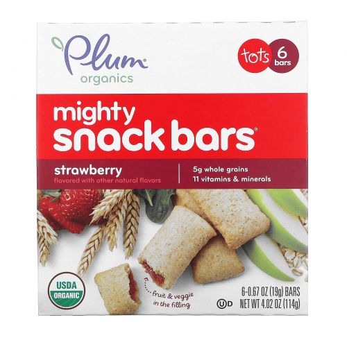 Plum Organics, батончики Mighty Snack Bars, кулбника, 6 батончиков, 0,67 унций (19 г) каждый