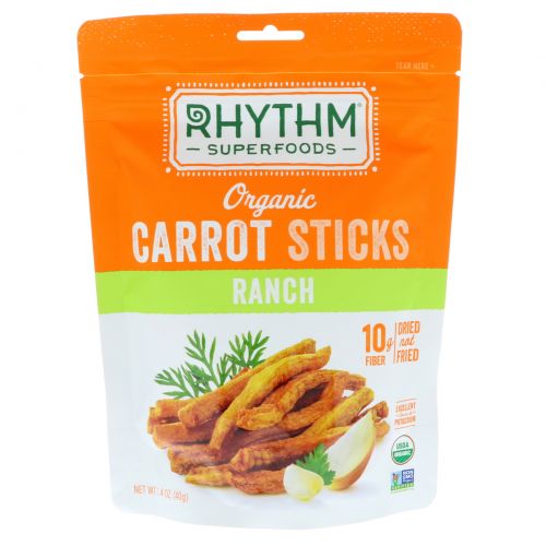 Rhythm Superfoods, Organic Carrot Sticks, Ranch, 1.4 oz (40 g)