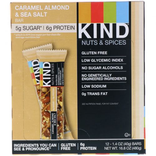 KIND Bars, Nuts & Spices, Caramel Almond & Sea Salt, 12 Bars