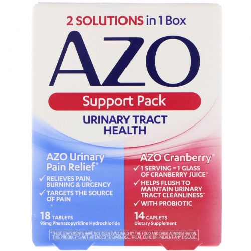Azo, Здоровье мочевыводящих путей, поддерживающий комплект, 18 таблеток, 14 капсул