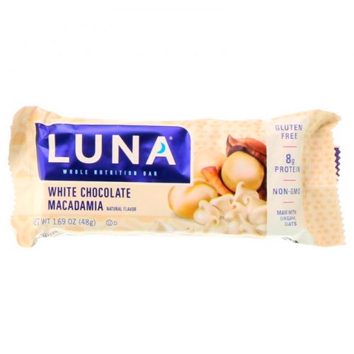 Clif Bar, Luna, Whole Nutrition Bar For Women, White Chocolate Macadamia, 15 Bars, 1.69 oz (48 g) Each