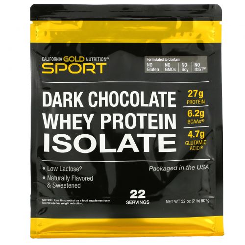 California Gold Nutrition, Dark Chocolate Whey Protein Isolate, 2 lbs (908 g)