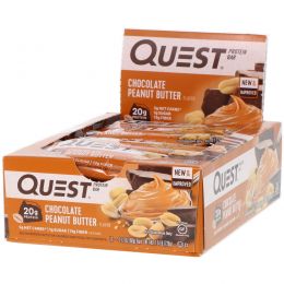 Quest Nutrition, Questbar Protein Bar, Chocolate Peanut Butter, 12 Bars, 2.1 oz (60 g) Each