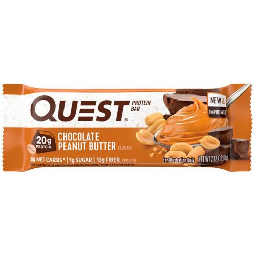 Quest Nutrition, Questbar Protein Bar, Chocolate Peanut Butter, 12 Bars, 2.1 oz (60 g) Each