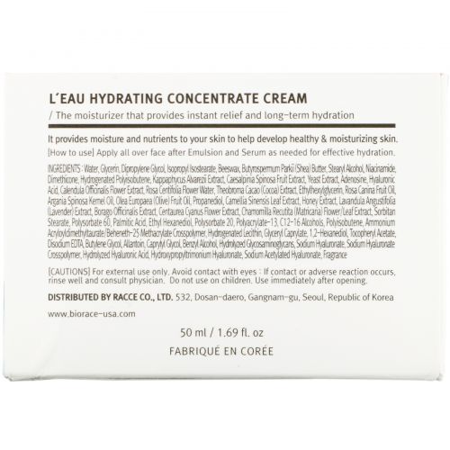 Biorace, L'eau Hydrating Concentrate Cream, 1.69 fl oz (50 ml)