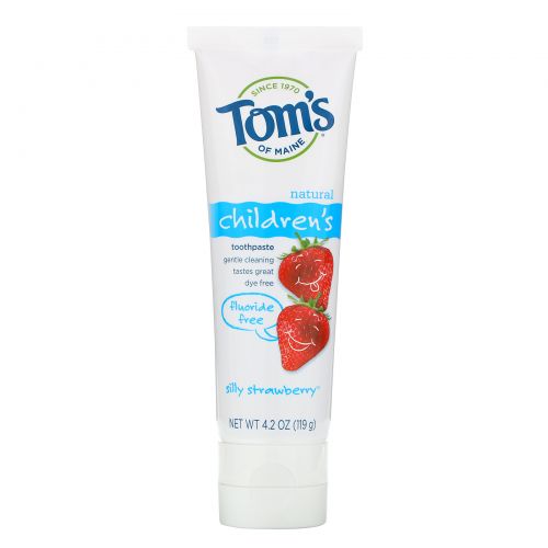Tom's of Maine, Детская зубная паста без фтора, Клубничный вкус, 4,2 унции (119 г)