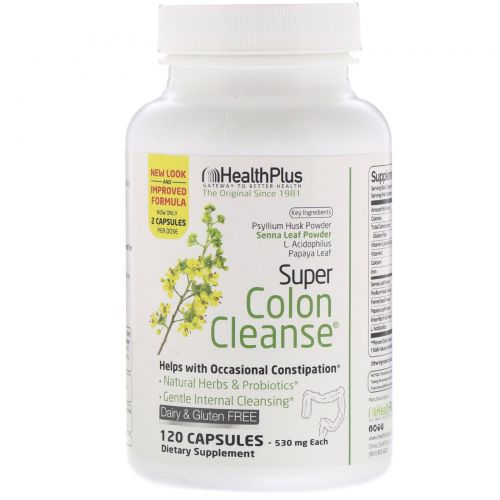 Health Plus Inc., Super Colon Cleanse (очищение толстого кишечника), 500 мг, 120 капсул