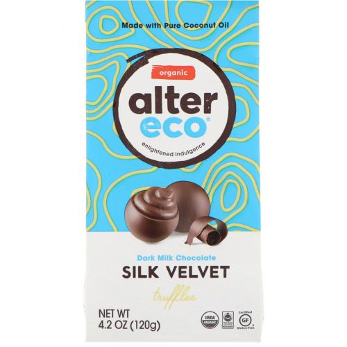 Alter Eco, Нежные трюфели из темного молочного шоколада, 4.2 унции (120 г)