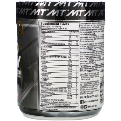 Muscletech, Platinum Amino Plus Energy, Extreme Orange, 10.40 oz (295 g)