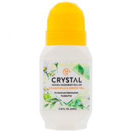 Crystal Body Deodorant, Crystal Essence, Минеральный шариковый дезодорант, ромашка и зеленый чай, 2.25 жидких унций (66 мл)