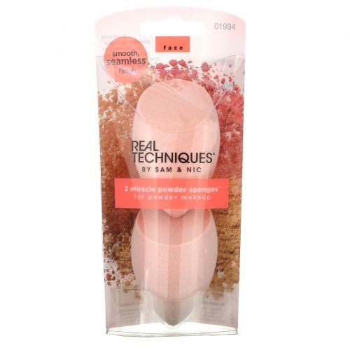 Real Techniques, Miracle Powder Sponges, 2 Pack