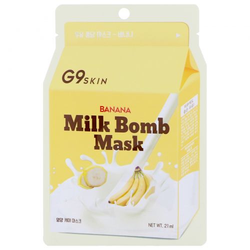 G9skin, Banana Milk Bomb Mask, 5 Masks, 21 ml Each