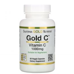 California Gold Nutrition, Витамин C, 1000 мг, 60 растительных капсул