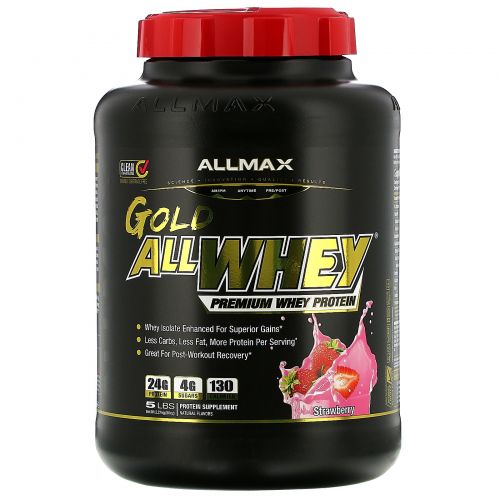 ALLMAX Nutrition, AllWhey Gold, 100% Whey Protein + Premium Whey Protein Isolate, Strawberry, 5 lbs. (2.27 kg)