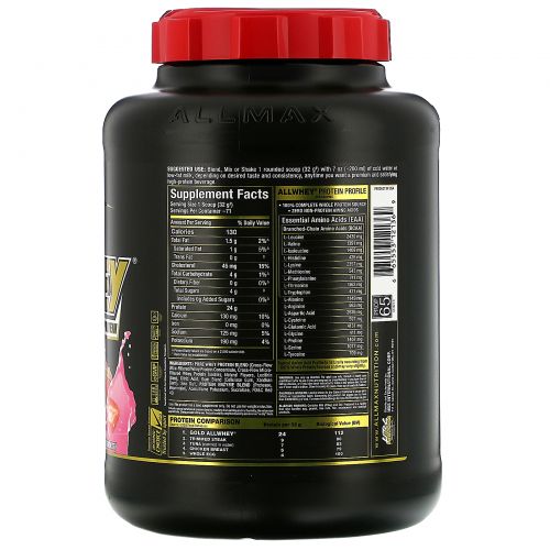 ALLMAX Nutrition, AllWhey Gold, 100% Whey Protein + Premium Whey Protein Isolate, Strawberry, 5 lbs. (2.27 kg)