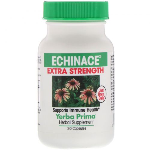 Yerba Prima, Экстракт эхинацеи с повышенной силой действия, 30 капсул