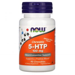 Now Foods, 5-HTP (5-гидрокситриптофан), жевательные таблетки с натуральным цитрусовым вкусом, 100 мг, 90 шт.