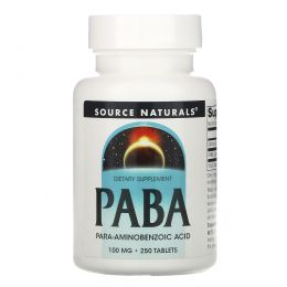 Source Naturals, Парааминобензойная кислота (ПАБК), 100 мг, 250 таблеток