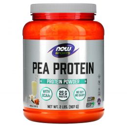 Now Foods, Гороховый протеин для спортсменов, порошок, ваниль-тоффи, 2 фунта (907 г)