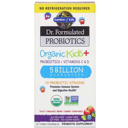 Garden of Life, Dr. Formulated Probiotics Organic Kids+ Shelf Stable, 30 Capsules