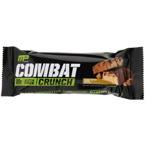 MusclePharm, Combat Crunch, для любителей арахисового масла, 12 батончиков, по 2,22 унции (63 г) каждый