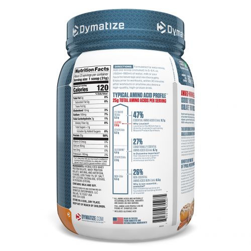 Dymatize Nutrition, ISO 100 Hydrolyzed, 100% Whey Protein Isolate, Cinnamon Bun, 25.6 oz (725 g)