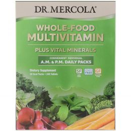 Dr. Mercola, Цельнопищевые мультивитамины в пакетиках для ежедневного приема утром и вечером, 30 двойных пакетиков