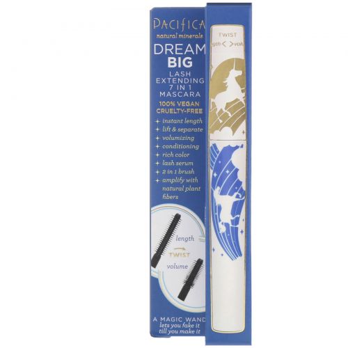 Pacifica, Dream Big, удлинняющая ресницы тушь 7-в-1, черная магия, 0,25 унц. (7,1 г)