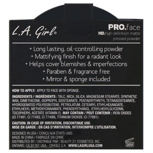 L.A. Girl, Компактная пудра для лица Pro Face HD, матирующая, оттенок Creamy Natural, 7 г