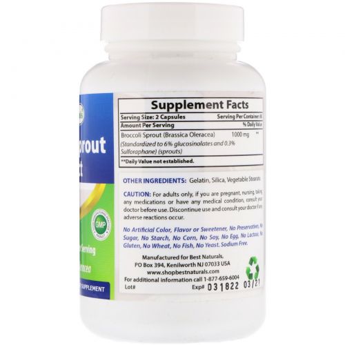 Best Naturals, Broccoli Sprout Extract, 1000 mg, 120 Capsules