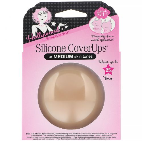 Hollywood Fashion Secrets, Silicone Cover Ups, силиконовые вкладыши, средний тон, 1 пара