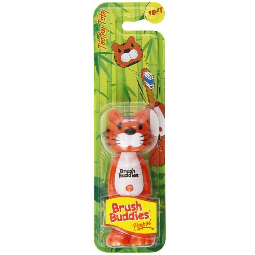 Brush Buddies, Poppin', зубастый тигр Тоби, мягкая, 1 зубная щетка