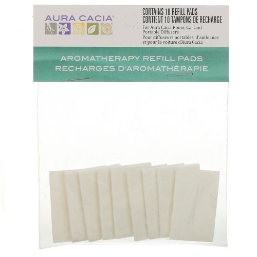 Aura Cacia, Запасная подкладка для ароматерапевтического диффузора, 10 запасных подкладок