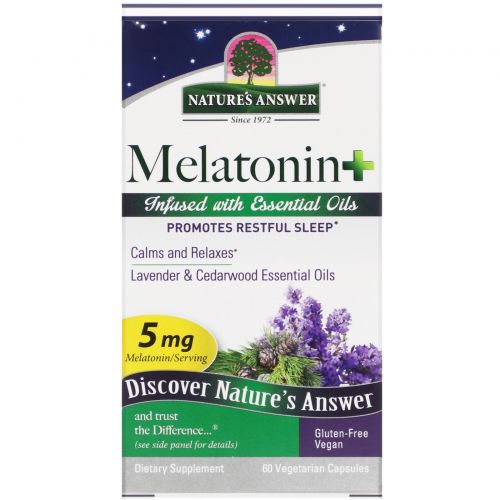 Nature's Answer, Melatonin +, 5 mg, 60 Vegetarian Capsules