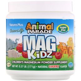 Nature's Plus, Animal Parade, Mag Kidz, Детский Магний, Вкус Натуральной Вишни, 0,32 фунта (144 г)