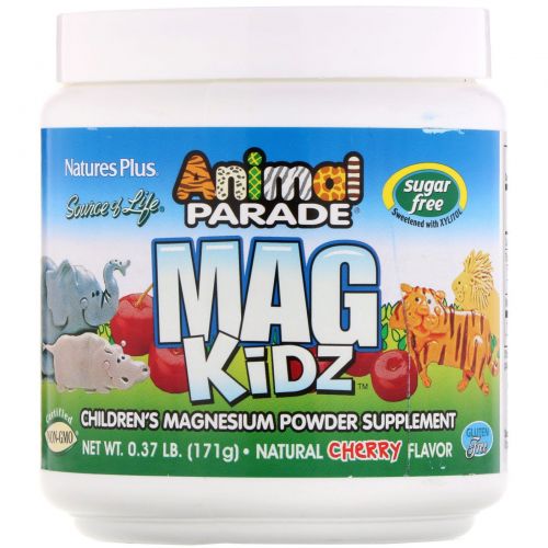 Nature's Plus, Animal Parade, Mag Kidz, Детский Магний, Вкус Натуральной Вишни, 0,32 фунта (144 г)