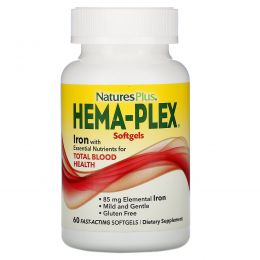 Nature's Plus, Hema-Plex, Iron, 60 Fast-Acting Softgels