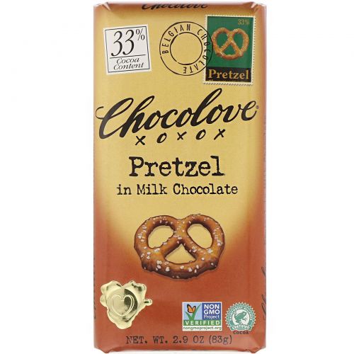 Chocolove, Крендели в молочном шоколаде, 2,9 унции (83 г)