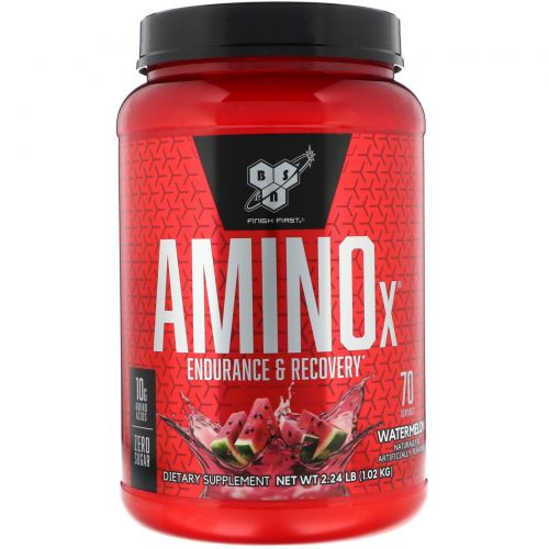 BSN, Amino-X, выносливость и восстановление, декофеиновый, дыня, 2,23 фунтов (1.01 кг)