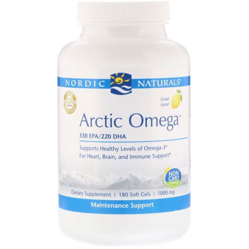 Nordic Naturals, Арктическая омега, лимонный вкус, 1000 мг, 180 мягких таблеток