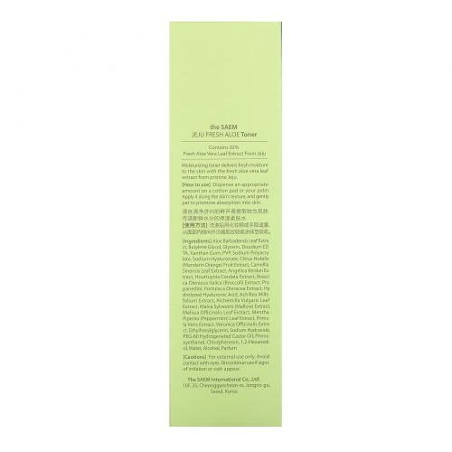 The Saem, Jeju Fresh Aloe, 92% Aloe Vera Toner, 5.24 fl oz (155 ml)