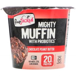 FlapJacked, Mighty Muffin с пробиотиками, со вкусом шоколадного арахисового масла (55 г)