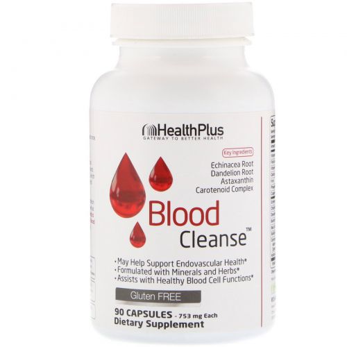Health Plus Inc., Суперочистка крови, 753 мг, 90 капсул