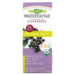 Nature's Way, Organic Sambucus для детей, из стандартизованный бузины, вкус ягод, 4 жидких унций (120 мл)