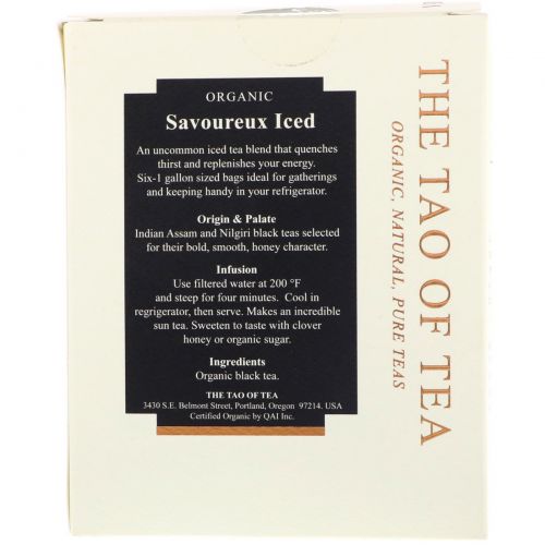 The Tao of Tea, Savoureux Iced Tea, Black Tea, 6 - 1 Gallon Sized Sachets, 3.0 oz (85 g)