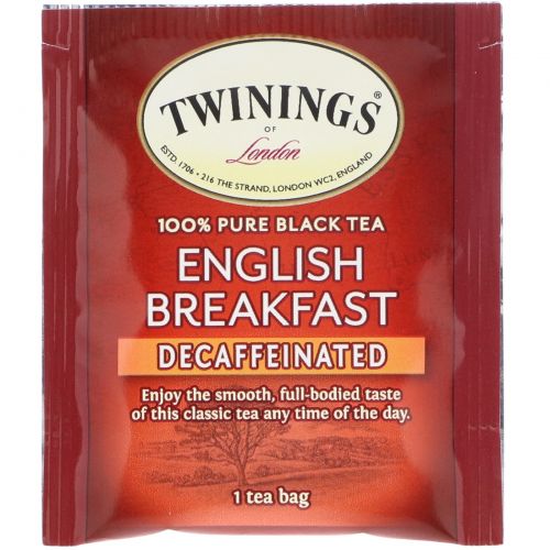 Twinings, Классический чай, English Breakfast, декофеинизированный, 25 чайных пакетиков, 1,76 унций (50 г)