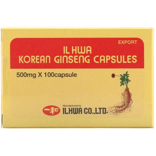 Ilhwa, Корейский женьшень, 500 мг, 100 капсул