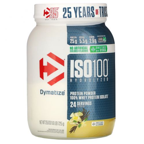 Dymatize Nutrition, ISO100 Hydrolyzed, Natural Vanilla, 1.6 lbs (725 g)