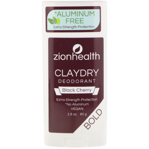 Zion Health, Эффективный, Дезодорант ClayDry, черная вишня, 2,8 унц. (80 г)