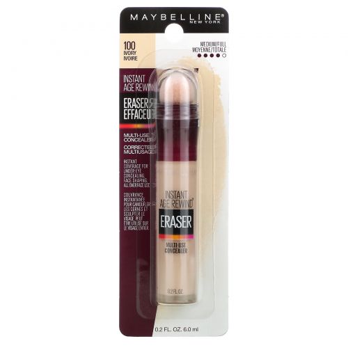 Maybelline, Instant Age Rewind, антивозрастной консилер от темных кругов под глазами, оттенок 100 «Слоновая кость», 6 мл